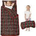 thumbnail image 1 of Red and Green Plaid Christmas Snow Pattern Toddler Nap Mats for Kids Preschool,50"x20" Sleeping Mat Bag or Kids,Toddler Sleeping Bag,Toddler Nap Mat or Daycare, 1 of 6
