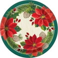 thumbnail image 1 of Red Green Poinsettia Christmas 8 Ct Paper 9" Luncheon Plates, 1 of 1