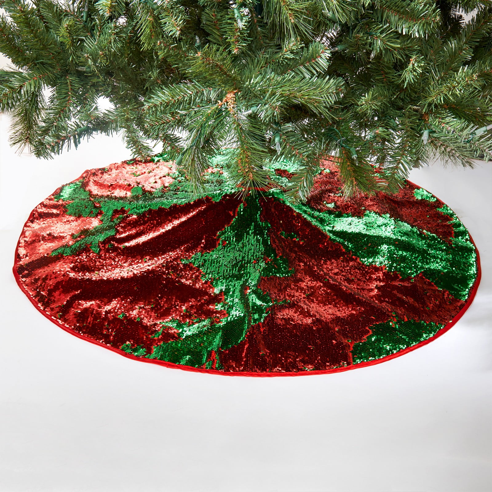 Red & Green Reversible Sequin Tree Skirt