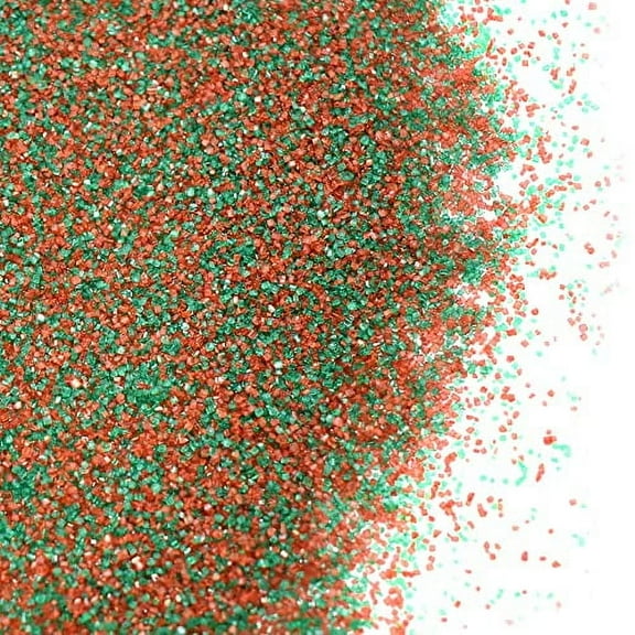 Red and Green Sanding Sugar - 12 Oz Resealable Stand Up Candy Bag -Christmas Themed Sanding Sugar for Baking and Decorating - Topping for Desserts and Snacks