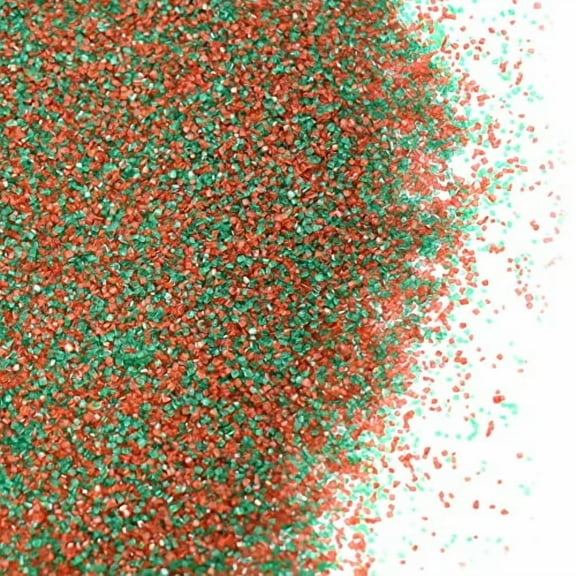 Red and Green Sanding Sugar - 4 oz Resealable Stand Up Candy Bag -Christmas Themed Sanding Sugar for Baking and Decorating - Topping for Desserts and Snacks