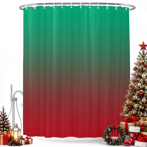 Red to Green Shadow Shower Curtain for Bathroom, Gradient Watercolor Art Waterproof Shower Curtains Washable Quick Dry with Hooks Bathtub Curtains 36x72IN
