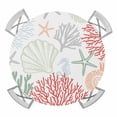 thumbnail image 1 of Red Green Shell Elastic Fitted Round Table Cover Starfish Coral Marine Life Waterproof Outdoor Tablecloth for Holiday Party, Picnic, Patio & Dining Fits Tables Up to 45"-54", 1 of 8