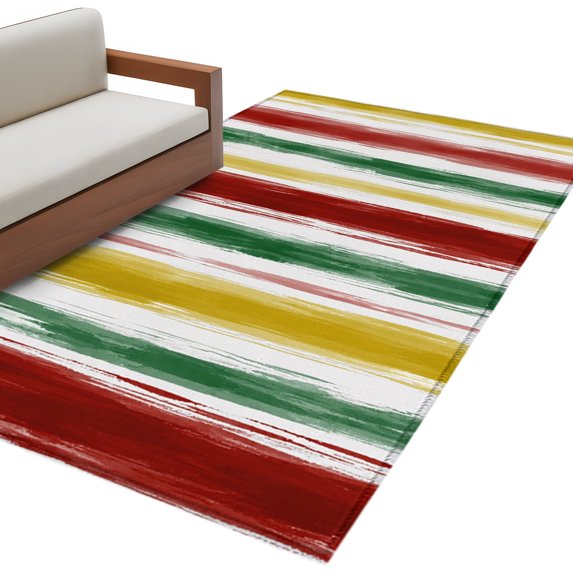 Red Green Stripe Kitchen Runner Rug 2.7x5 Washable Runners for Hallway Non Slip Modern Abstract Colorful Striped Large Area Rug Indoor Floor Carpet for Bathroom Laundry Entryway Bedroom Living Room