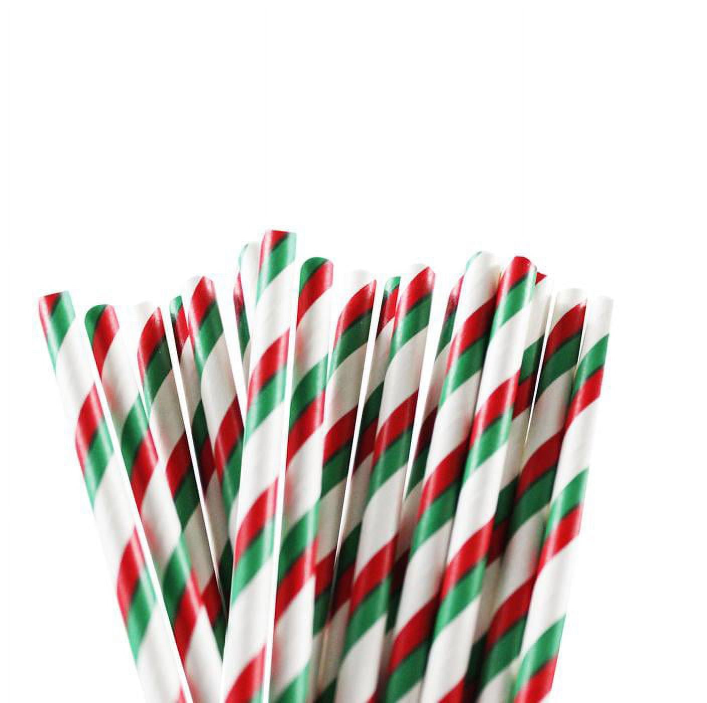 Green & White Candy Cane Stripe Cake Pop Party Straws