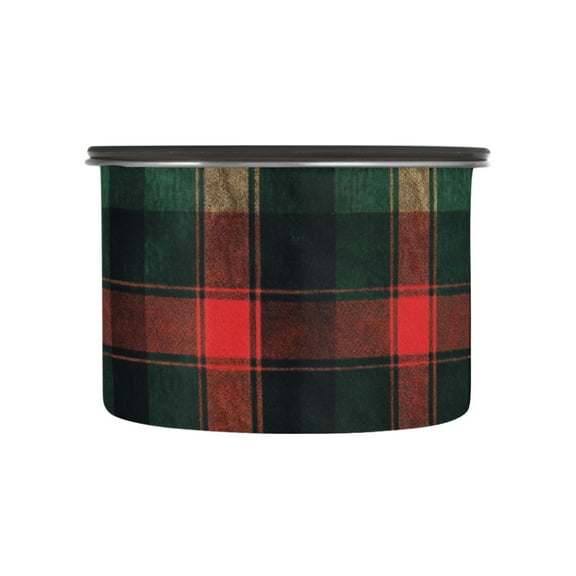 Red Green Tartan Check Airtight Coffee Bean Canister 17oz Food Storage Containers with Lids For Gournd, Tea, Sugar, Flour, Rice, Cereal, Candy Cookie Jar