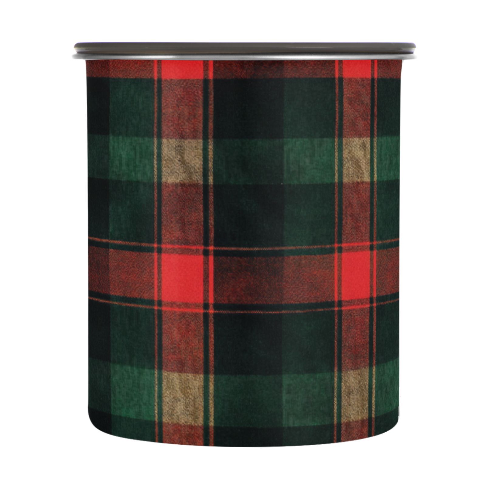 Red Green Tartan Check Airtight Coffee Bean Canister 30oz Food Storage Containers with Lids For Gournd, Tea, Sugar, Flour, Rice, Cereal, Candy Cookie Jar