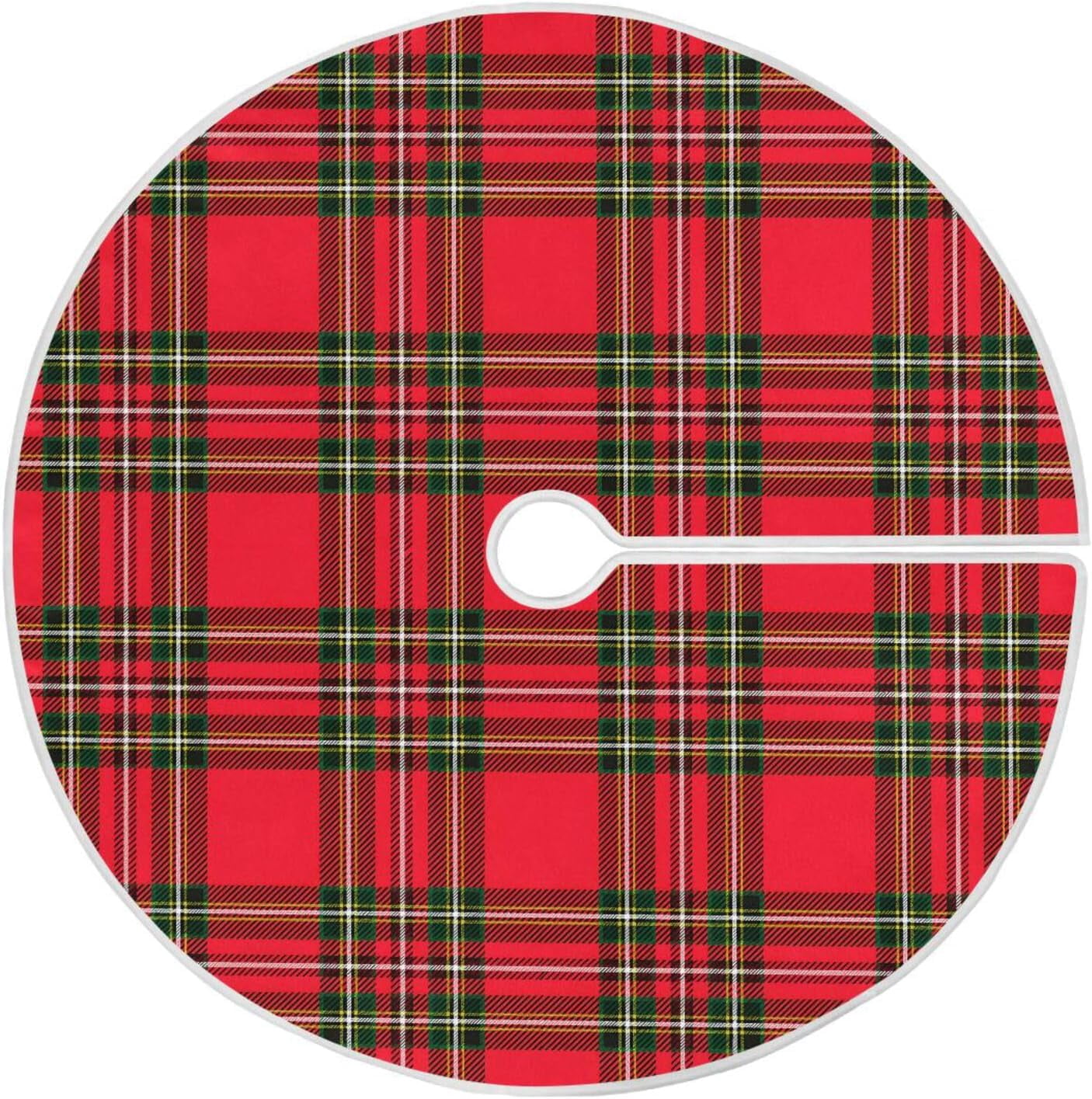 Red Green Tartan Plaid Christmas Tree Skirt Large Xmas Tree Skirts ...