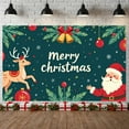 thumbnail image 1 of Red Green Theme Christmas Banner Santa Claus Design Xmas Backdrop Reindeer Pattern Jingle Bell Festive Backdrop for Christmas Party Holiday Decoration Indoor Celebration, 1 of 9