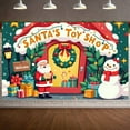 thumbnail image 1 of Red Green Theme Santa Toy Shop Banner Festive Decorative Christmas Display Santa Claus Pattern Snowflake Design Holiday Backdrop for Christmas Party Shop Display Photo Shoot, 1 of 9