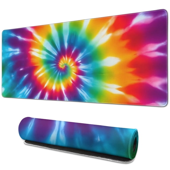Red and Green Tie Dye Pattern Extended Large Mouse Pad, Desk Protector ...