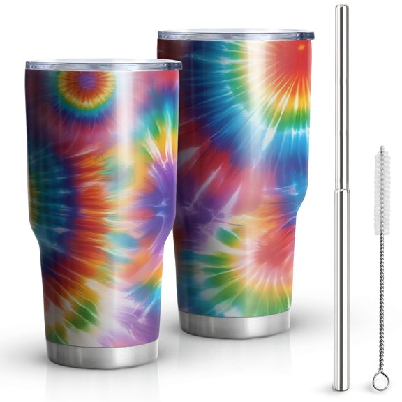 Red and Green Tie Dye Pattern Tumbler 1 Pack, Vacuum Insulated Tapered Car Cup Double Wall Vacuum Insulation Gifts Ideas for Teens Adults Office Workers Teachers