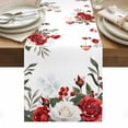 thumbnail image 1 of Red Green Valentine's Day Table Runner - 120 Inch Long, Kitchen Dining Table Runner Dresser Scarves, Summer Botanical Floral Farmhouse Farmhouse Decor for Coffee Tables Wedding Party Banquet, 1 of 8