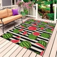 thumbnail image 1 of Red Green Watermelon Outdoor Rug for Patio/Deck/Porch, Non-Slip Large Area Rug 6 x 9 Ft, Botanical Black White Stripe Vintage Indoor Outdoor Rugs Washable Area Rugs, Camping Rug Carpet Runner, 1 of 8