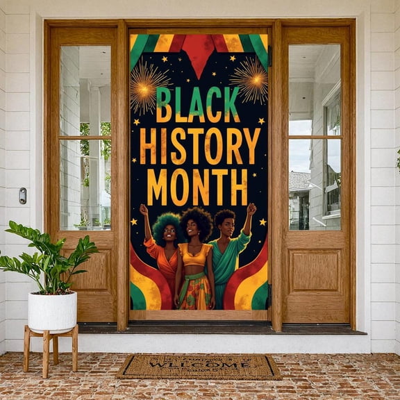 Red Green Yellow Black History Banner Fist Graphic African Pride Backdrop Geometric Border Print Civil Rights Background for Black History Month Cultural Events Pride Parades
