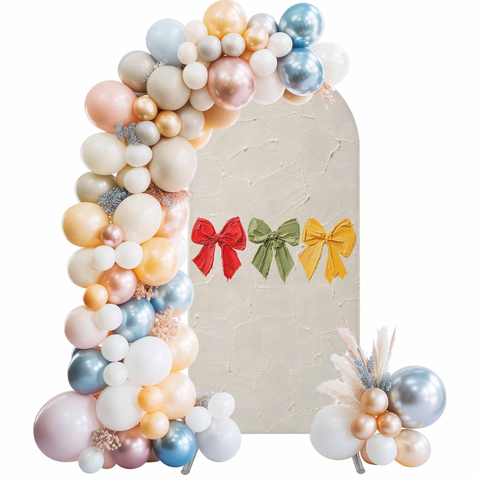 Red Green Yellow Bow Arch Backdrop Covers 7.2 FT, Minimalist Modern ...