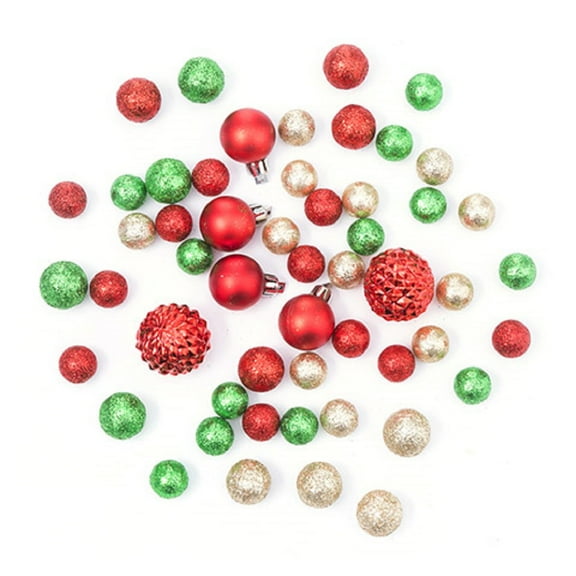 Red Green and Champagne Christmas Floral Filler Balls Pack of 54 Pieces