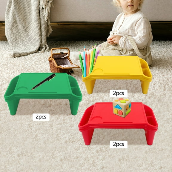 Red, Green, and Yellow 6 Pcs Kids Lap Desk Tray, Lap Desks, Lap Desk Tray for Writing Eating Game Classroom