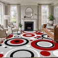 thumbnail image 1 of Red Grey Abstract Area Rugs 8'x10', Washable Small Throw Rugs for Living Room Patio, Modern Geometric Polka Dot Indoor Outdoor Rug Non-Slip Low Pile Carpet Runner Reversible Floor Mats, 1 of 8