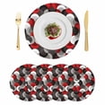 thumbnail image 1 of Red Grey Abstract Round 15 Inch Placemats Set of 4, Modern Geometric Ombre Artwork HeatResistant Non Slip Place Mats for Dining Table, Wipeable Braided Kitchen Table Mats for Housewarming, 1 of 9