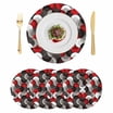 Red Dining Set Ombre Blue Grey Round 13 Inch Placemats Set of 8, Modern Abstract Waves ...