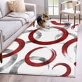 thumbnail image 1 of Red Grey Area Rug 3x5 Washable Rug Non Slip Geometric Circle Modern Abstract Simple Art Large Area Rug Indoor Floor Carpet for Entryway Bedroom Kitchen Living Room Home Office Dining Room Nursery, 1 of 8