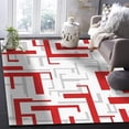 thumbnail image 1 of Red Grey Area Rug, Modern Geometric Abstract Art Decorative Rug, Comfortable Soft Breathable With Non-Slip Backing Carpet For Living Room Bedroom Dining Room 4 x 5ft, 1 of 6