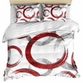 thumbnail image 1 of Red Grey Bedding 3 Piece Duvet Cover Set Twin Size, Geometric Circle Modern Abstract Simple Art Soft Microfiber Comforter Cover with Zipper Closure & Pillowcases, Wrinkle & FadeResistant Quilt Cover, 1 of 9