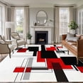 thumbnail image 1 of Red Grey Black Area Rug 6x9 FT, Non Slip Living Room Throw Carpet, Irregular Modern Geometric Abstract Washable Soft Large Floor Carpet Non-Shedding Rug for Bedroom Dining Room Play Room, 1 of 9