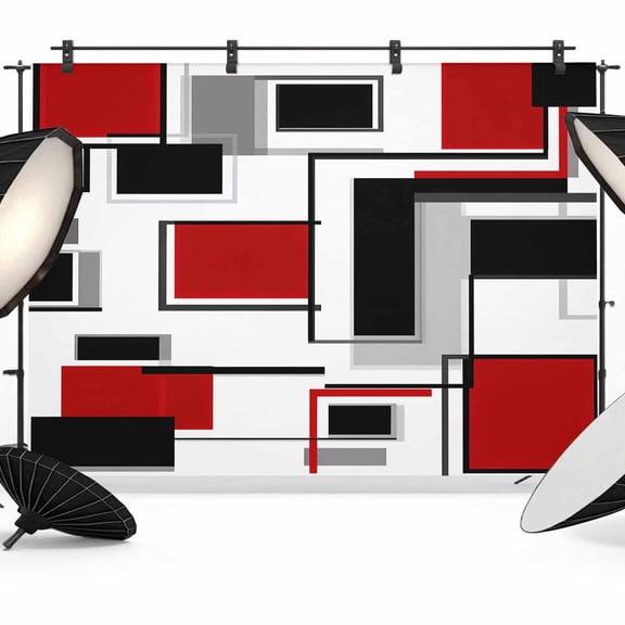 Red Grey Black Backdrop for Photoshoot,Photography Photo Studio Background Wall Backdrop,Irregular Modern Abstract Geometric Back Drop Banner Panel for Portraits Wedding Party Live Streaming 7x5Ft