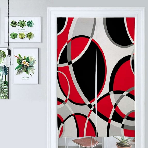 Red Grey Black Geometric Art Modern Abstract Door Curtain Nordic Living Room DoorCurtain Porch Partition Curtain Kitchen Rative Half Curtain
