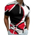 thumbnail image 1 of Red Grey Black Geometric Art Modern Abstract Men Zipper T-shirt Summer Casual Short Sleeve T-shirt Top, 1 of 7