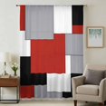 thumbnail image 1 of Red Grey Black Geometric Sheer Curtains 96 Inches Long, Middle Century Modern Art Abstract Light Filering Curtains, Privacy Drapes Simi Floor to Veiling Curtain for Living Room Large Window Treatment, 1 of 9