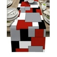 thumbnail image 1 of Red Grey Black Geometric Table Runner Middle Century Modern Art Abstract Tablerunners 13 x 72 Inch, Table Decorations Tabletop Scarf for Summer Gathering Holiday Farmhouse Kitchen Dining Decor, 1 of 6