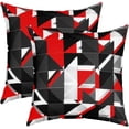 thumbnail image 1 of Red Grey Black Geometric Throw Pillow Covers Soft Square 18"x18" Geometry Cushion Case Home Decor Set of 2 Modern Art Pillow Cases Pillowcases for Couch Sofa Living Room Bedroom Bed Chair, 1 of 6