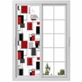thumbnail image 1 of Red Grey Black Window Privacy Film, Irregular Geometric Modern Abstract Static Cling UV Sun Blocking Heat Control Window Tint Day and Night, Non-Adhesive One Way Windows Privacy Cover 17.7''x78.7'', 1 of 7