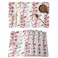 thumbnail image 1 of Red Grey Botanical Placemats Set of 8, Spring Floral Summer Farmhouse Placemats for Dining Table, Place Mats for Kitchen Tabletop, Waterproof Wipeable Dining Table Mats Set, 1 of 9