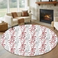 thumbnail image 1 of Red Grey Botanical Round Area Rug 8Ft Washable Large Circle Rugs for Living Room Dorm, Spring Floral Summer Farmhouse Non-Slip Carpet Floor Mats Indoor Outdoor Carpet Runner Aesthetic Home Decor, 1 of 8