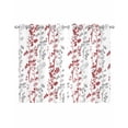 thumbnail image 1 of Red Grey Botanical Sheer Curtains 45 Inch Length 2 Panels Set for Living Room/Bedroom, Spring Floral Summer Farmhouse Kitchen Curtains Grommet Semi-Sheer Curtains Drapes Window Treatments 42"x45"x2, 1 of 7