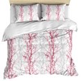 thumbnail image 1 of Red Grey Branch Bedding 3 Piece Duvet Cover Set Queen Size, Spring Summer Pastoral Botanical Soft Microfiber Comforter Cover with Zipper Closure & Pillowcases, Wrinkle & FadeResistant Quilt Cover, 1 of 9
