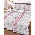 thumbnail image 1 of Red Grey Branch Twin XL Size Down Alternative Comforter, Lightweight Comforter Quilt Bedding Set with Pillow Shams Spring Summer Pastoral Botanical All Seasons Bed Comforter Duvet Insert 68"x98", 1 of 7