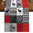 thumbnail image 1 of Red Grey Checkered Table Runner 90 Inches Long, Farmhouse Animals Tree Retro Cotton Linen Table Runners Dresser Scarves, Decorative Fabric Tabletop Scarf Furniture Cover for Home Dinner Party 13"x90", 1 of 9