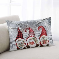 Red Grey Christmas Queen Size Pillow Cover, Pillowcase Protectors with Zipper, Breathable Decorative Throw Pillow Case Cover, Gnomes Xmas Snowflake Gifts Winter Pillow Shams for Couch Sofa 20x30Inch