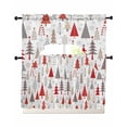 thumbnail image 1 of Red Grey Christmas Swag Kitchen Curtains Sets for Windows 24 Inch Length, Xmas Tree Snowflake Winter Short Window Curtain Panels Swags Valances and Tiers 3 Piece Set for Cafe/Dining Room, 1 of 5
