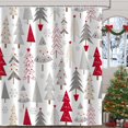 thumbnail image 1 of Red Grey Christmas Trees Fabric Shower Curtain for Bathroom Decor, Winter Holiday Snowflake Pattern Cloth Shower Curtains Set Washable Polyester Waterproof with 12 Hooks, 72x72, 1 of 6