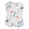 thumbnail image 1 of Red Grey Coastal Kitchen Towels Set of 3, Water Absorbent Dish Towel, Nautical Summer Beach Coral Sea Turtle Decorative Hand Towels - Quick Drying Cloth for Cooking Baking, 18x28 Inch, 1 of 8