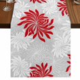 thumbnail image 1 of Red Grey Flowers Burlap Cotton Table Runner 13x120 Inches Long, Modern Abstract Blooms Floral Farmhouse Table Runners, Outdoor Dining Tablecloths Decor for Baby Shower/Party/Wedding, 1 of 8