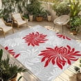 thumbnail image 1 of Red Grey Flowers Outdoor Rug for Patio/Deck/Porch, Non-Slip Large Area Rug 5 x 7 Ft, Modern Abstract Blooms Floral Indoor Outdoor Rugs Washable Area Rugs, Reversible Camping Rug Carpet Runner, 1 of 8