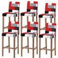 thumbnail image 1 of Red Grey Geometric Bar Stool Cover Set of 6, Modern Black White Abstract Art Stretch Bar Chair Cover, Removable Washable Pub Counter Stool Chair Slipcover for Kitchen Dining Room Pub Cafe, 1 of 9