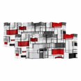 thumbnail image 1 of Red Grey Geometric Curtain Valances for Windows, Kitchen Valance Window Treatments Panel 2 Pack, Abstract Art Modern Irregular Rod Pocket Short Curtains for Bathroom Bedroom 42 x 12 Inch, 1 of 8